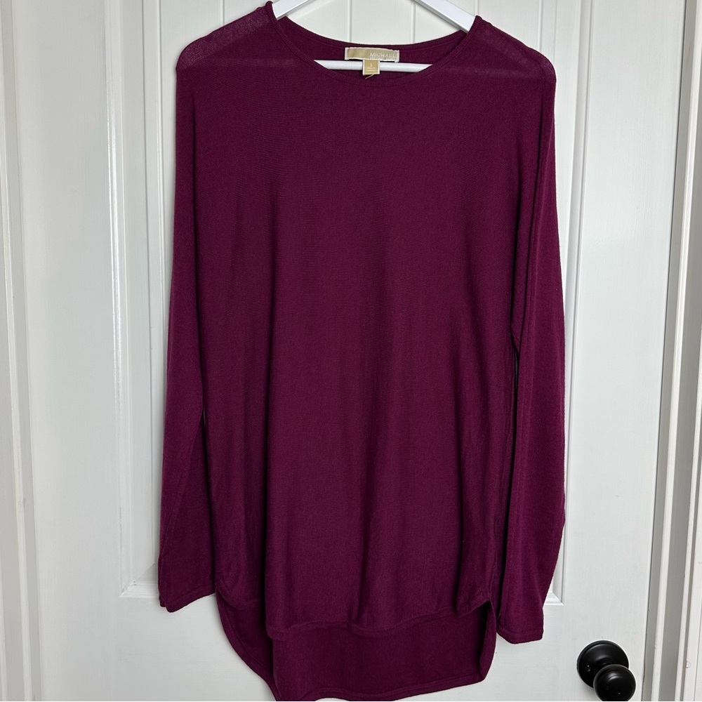 Michael Kors Burgundy long sleeved knit top size small - Picture 4 of 8